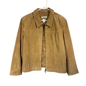 Coldwater Creek Women's Tan Suede Leather Jacket Coat Lightweight Western XLP